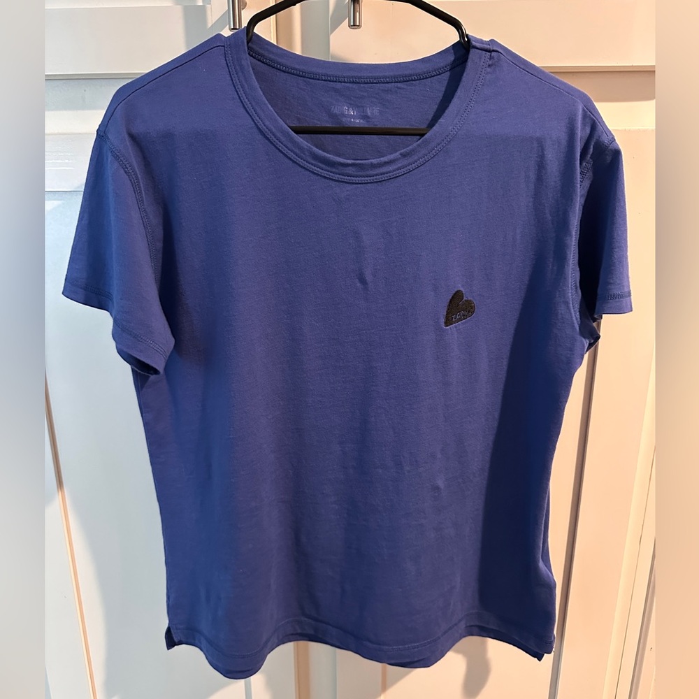 Zadig & Voltaire Blue Short Sleeve Heart Patch Tee